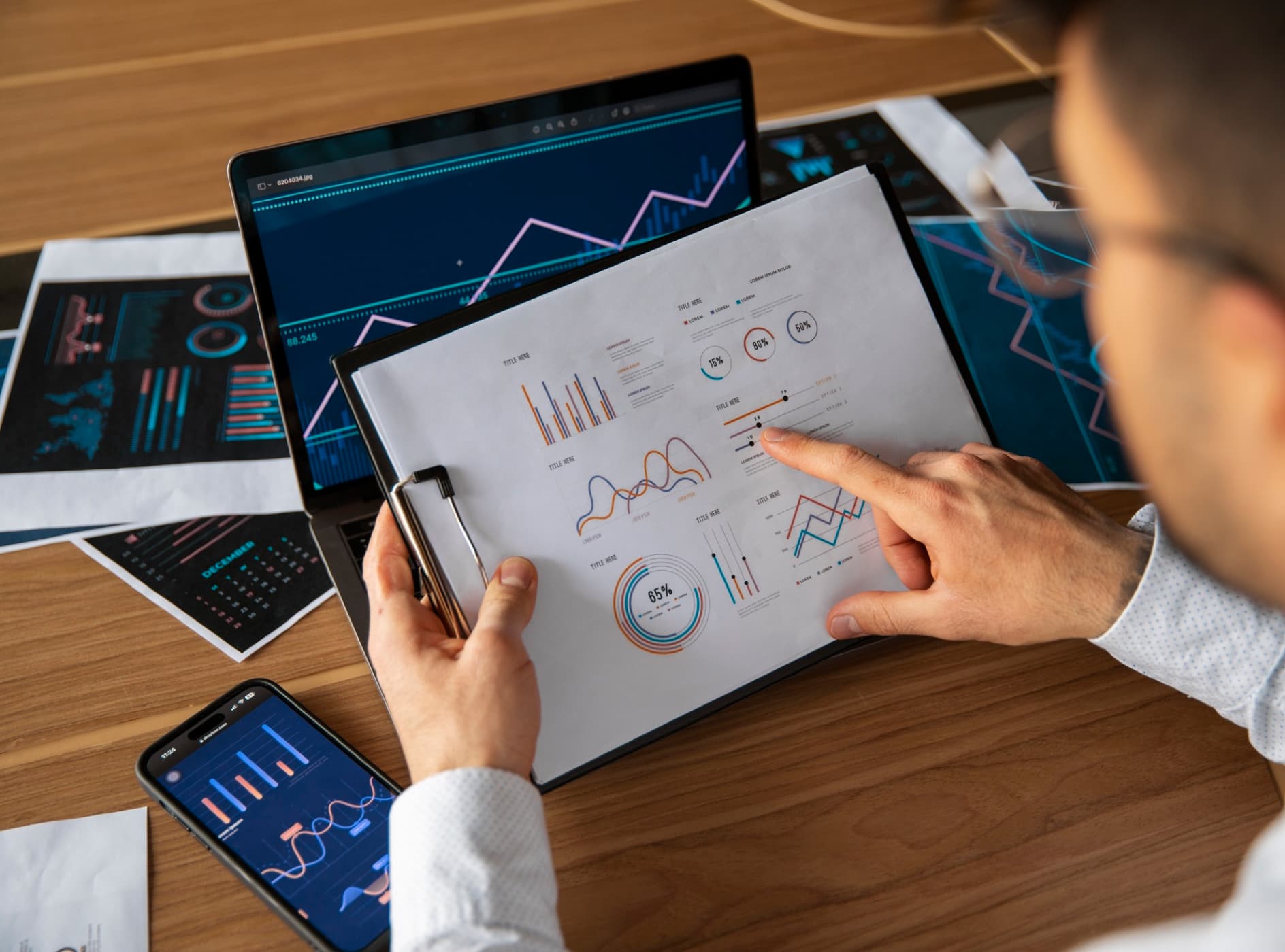 office-workers-using-finance-graphs